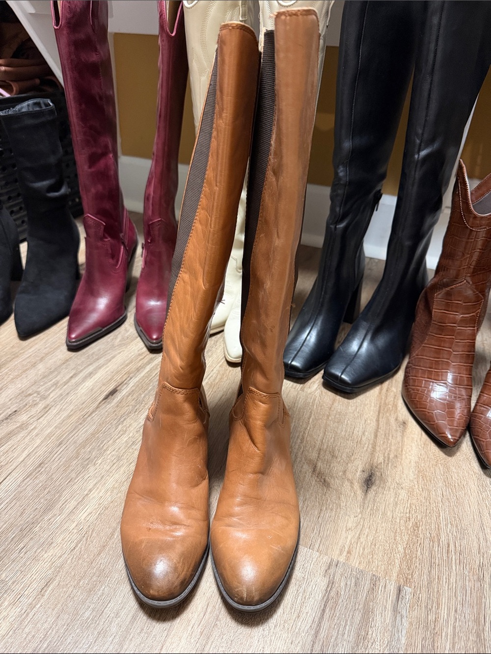 Sam Edelman Tall Cognac Leather Over-the-Knee Boots